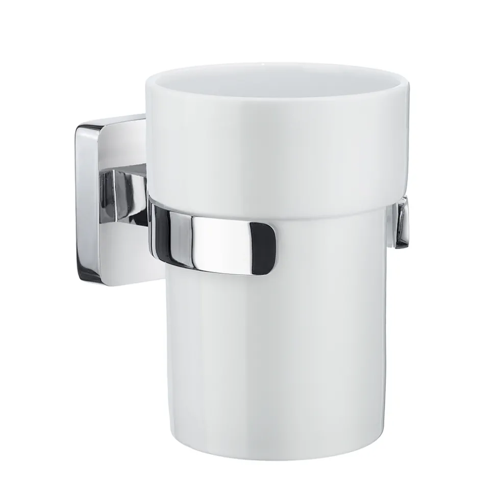 Tandborstglas Smedbo Ice OK343P Krom/Vitt Porslin