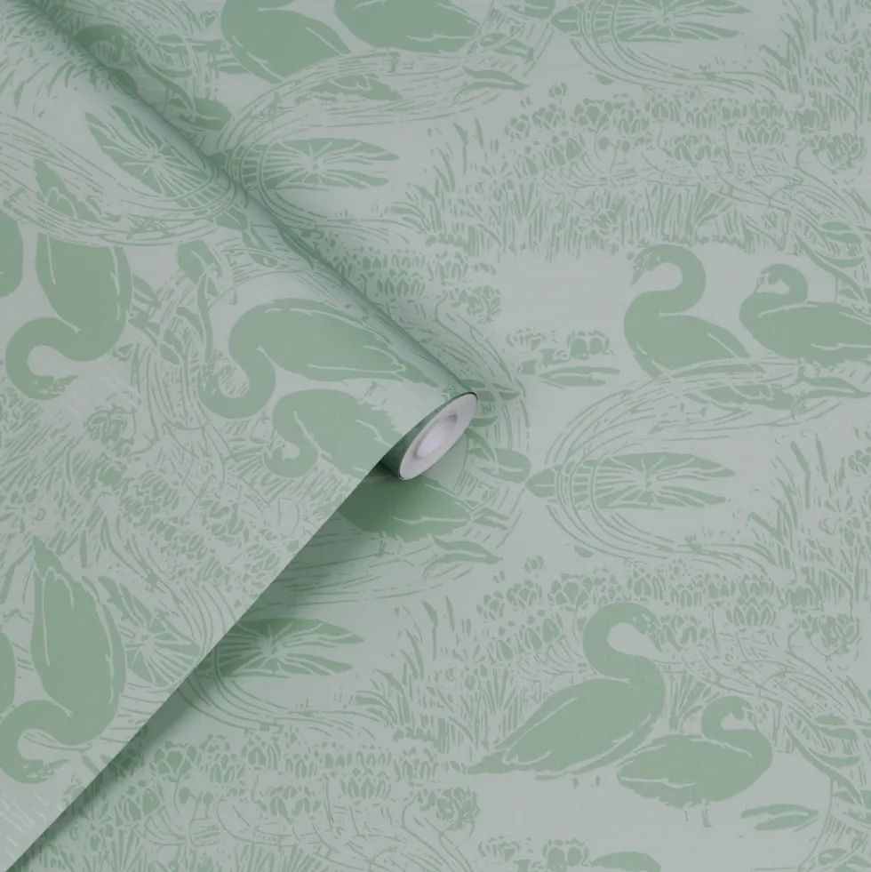Tapet Laura Ashley Swans Jade Grön 118472