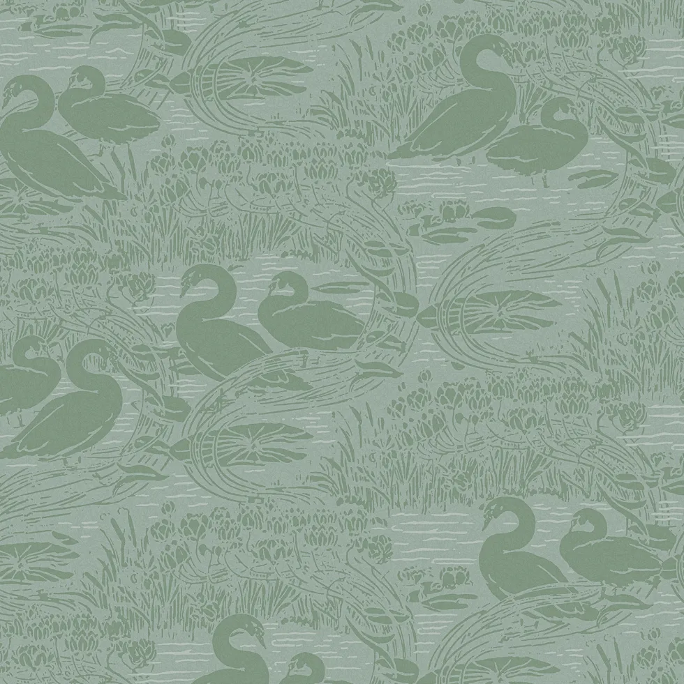 Tapet Laura Ashley Swans Jade Grön 118472