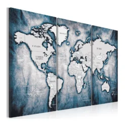 Tavla Arkiio World Map Ink Triptych