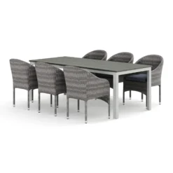Trädgårdsgrupp Comfort Garden Tunis utomhus matgrupp 205x90 cm med 6 Thor fåtöljer