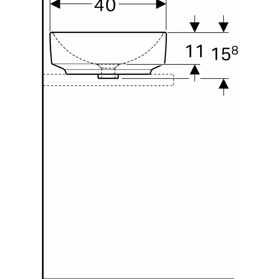 Tvättställ Geberit Variform 500 mm Lay-on Elliptiskt Kanthylla
