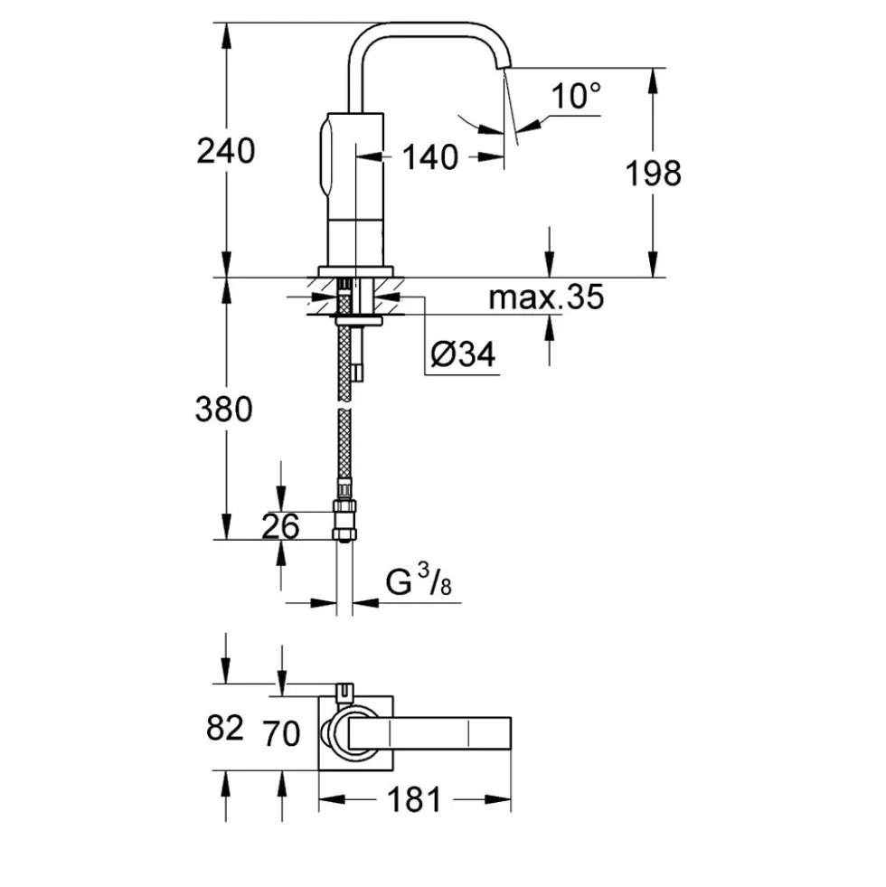 Tvättställsblandare Grohe Allure E 36098 Beröringsfri