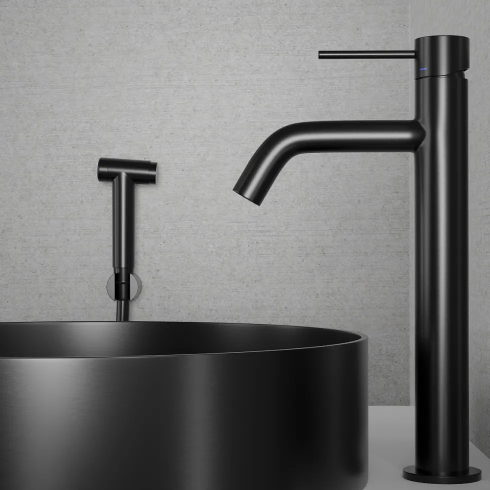 Tvättställsblandare Scandtap Steel Voyage High med Sidodusch