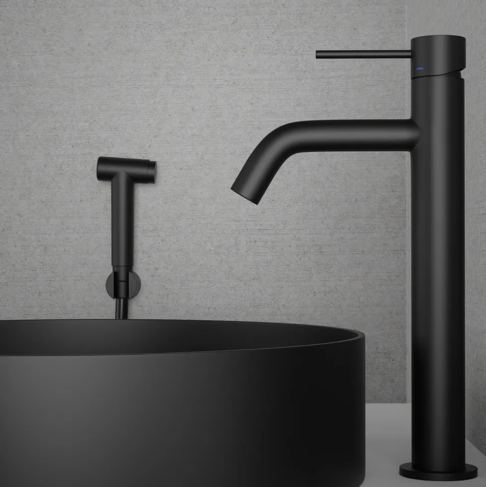 Tvättställsblandare Scandtap Steel Voyage High med Sidodusch