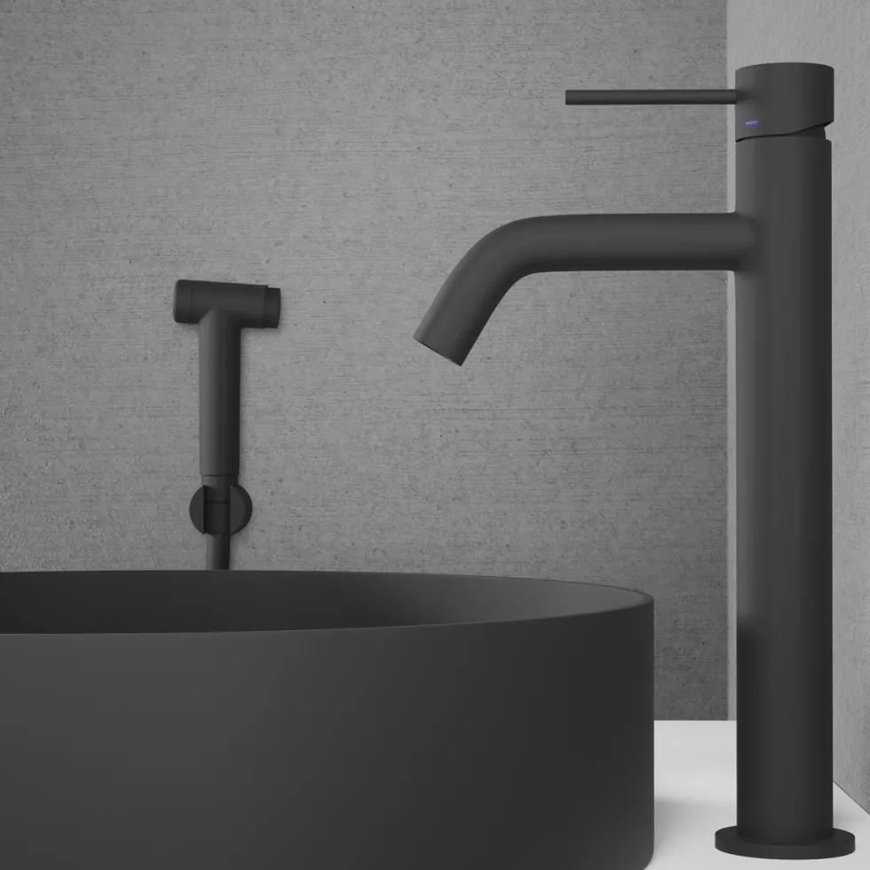 Tvättställsblandare Scandtap Steel Voyage High med Sidodusch