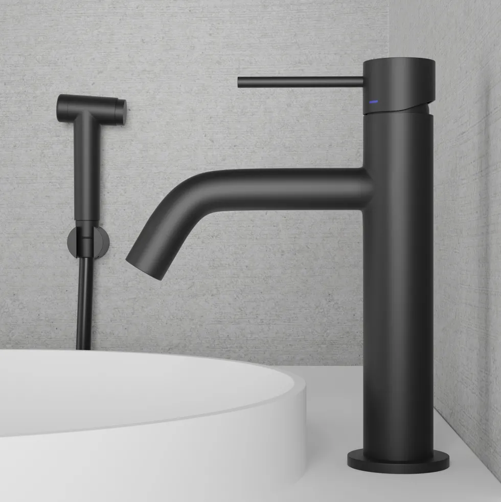 Tvättställsblandare Scandtap Steel Voyage Medium med Sidodusch