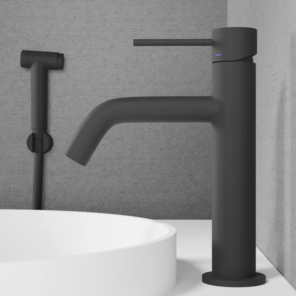 Tvättställsblandare Scandtap Steel Voyage Medium med Sidodusch