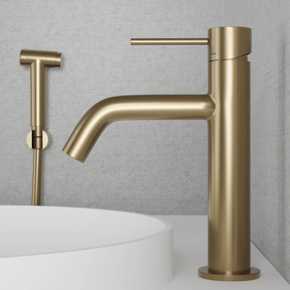 Tvättställsblandare Scandtap Steel Voyage Medium med Sidodusch