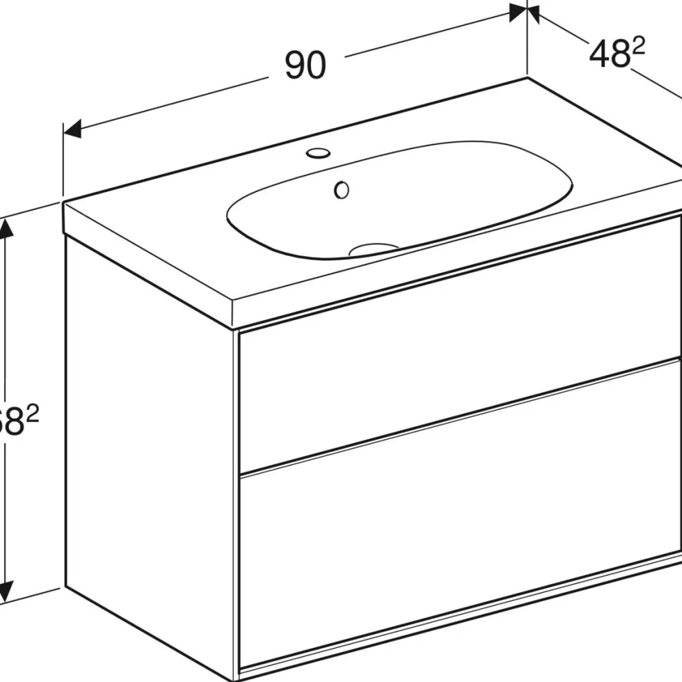 Tvättställsskåp Ifö Sense Art 90 med Avställningsyta och 2 Lådor
