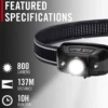 Uppladdningsbar Coast FLX40R Pannlampa med trefärgat ljus 700 lumen