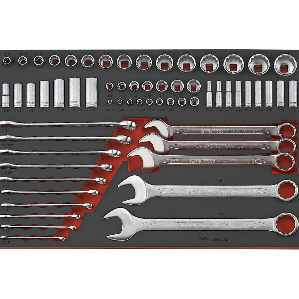 U-ringnyckel- och hylssats 62 delar Teng Tools TTEAF62
