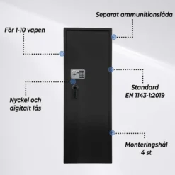 Vapenskåp Trekker AS1000 V2 för 10 Vapen med Digitalt LåsSvart