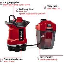 Vattenpump Einhell GE-DP 18/25 Li Utan Batteri & Laddare