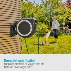 Väggslangbox Gardena RollUp L Vit 30m med Extra Munstycke - Perfekt för Vattenslang & Trädgårdsslang