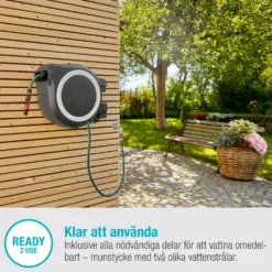 Väggslangbox Gardena RollUp L Vit 30m med Extra Munstycke - Perfekt för Vattenslang & Trädgårdsslang