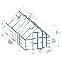 Växthus Canopia by Palram Balance Aluminiumram med UV-Skyddad Polykarbonat & Ventilationsfönster, 14,3 m²