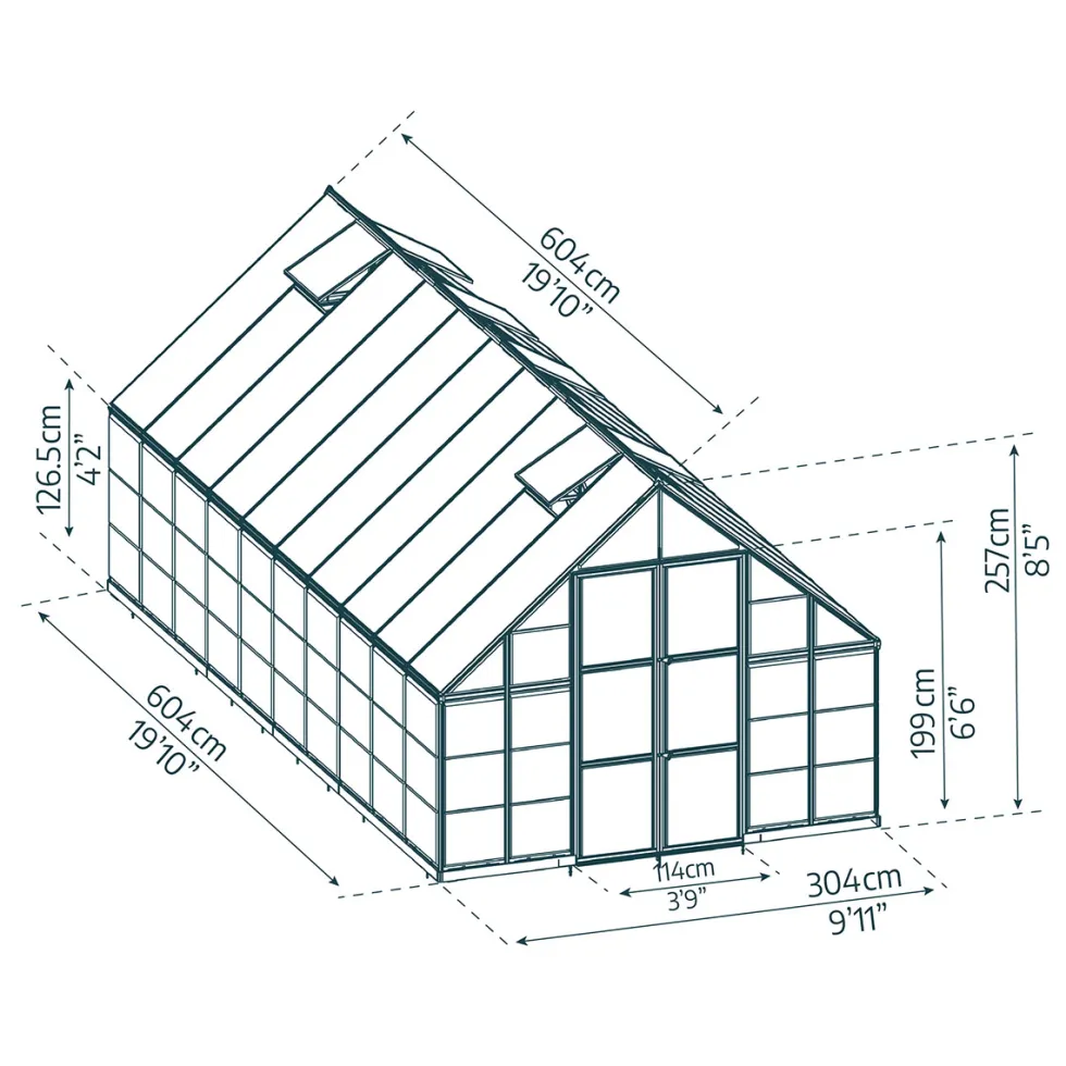 Växthus Canopia by Palram Balance Aluminiumram med UV-Skyddad Polykarbonat & Ventilationsfönster, 14,3 m²