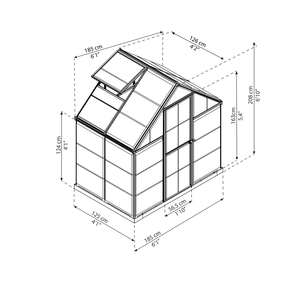 Växthus Canopia by Palram Harmony Aluminiumram med UV-Skyddad Polykarbonat & Ventilationsfönster, 2,3 m²