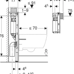 WC-fixtur Geberit Duofix Omega 82 cm för Inbyggnad